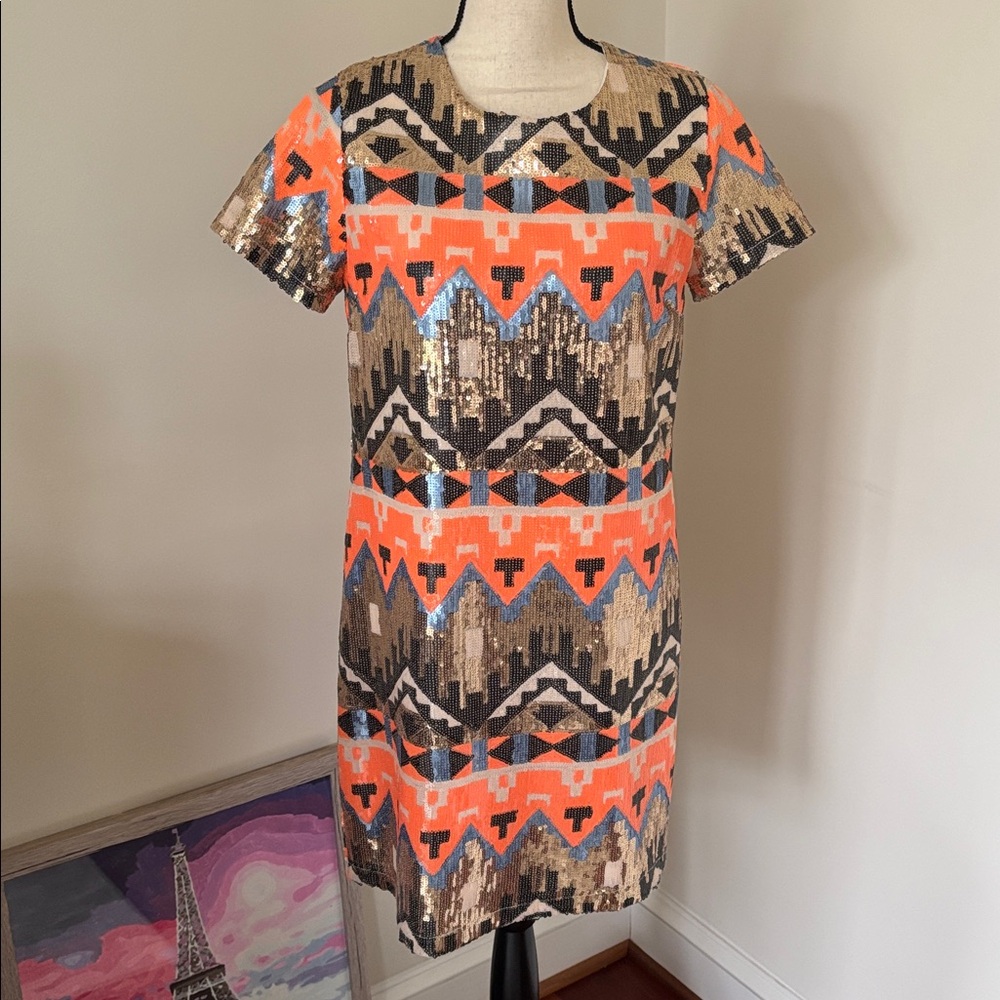 Press Dress Sequin Geometric Pattern Dress Small